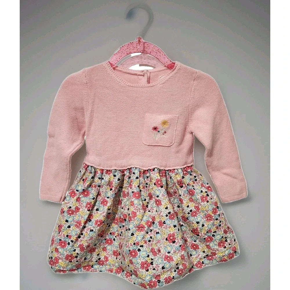 PRIMARK Knit Floral Spring Dress‎ Size 6-9 Months EUC